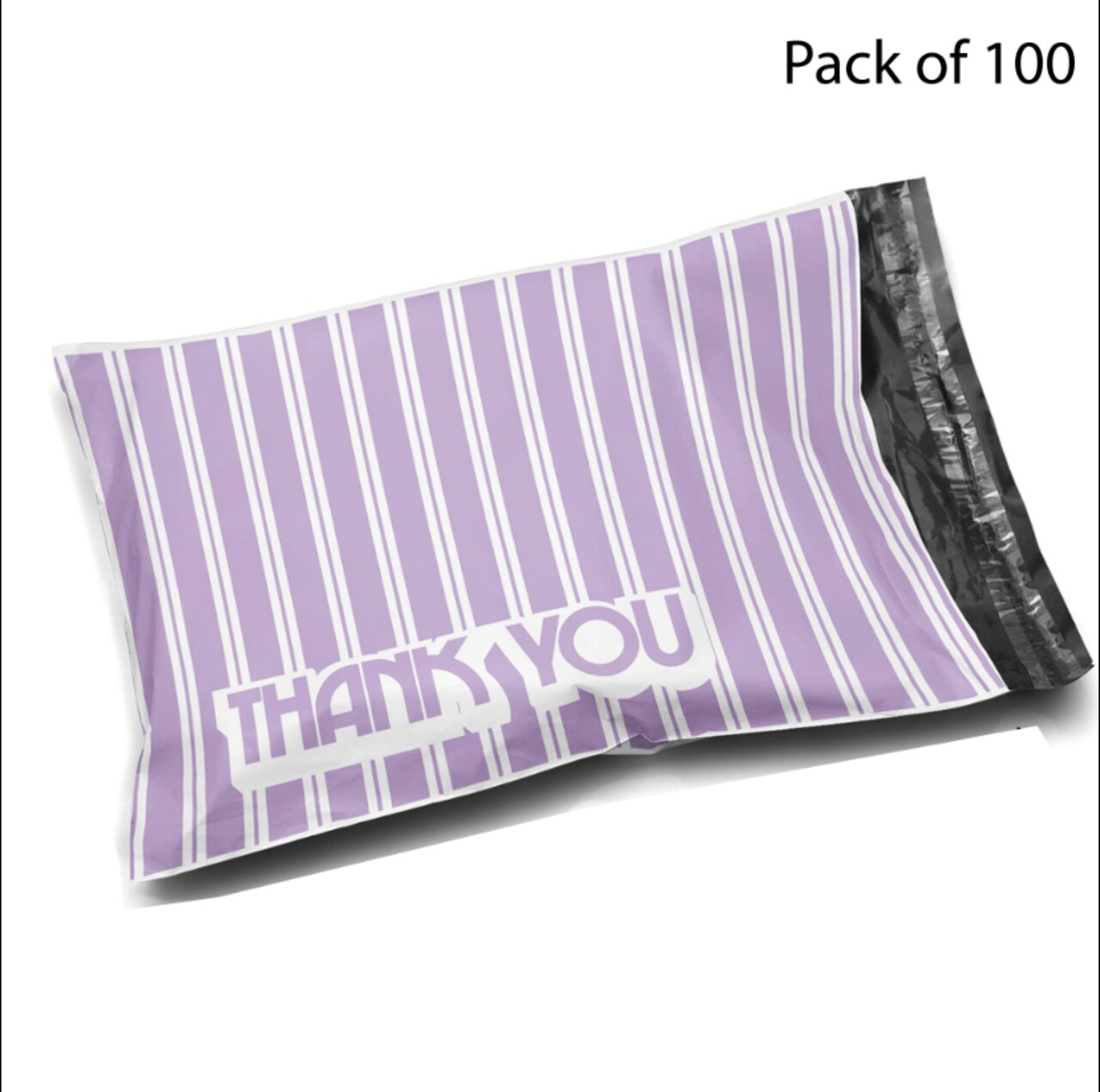 10 x 13 Lavender Retro Striped Thank You Poly Bag Mailer Designer Poly Bag Mailer Envelopes 2 Mil